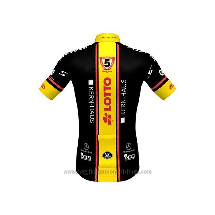 2020 Abbigliamento Ciclismo Lotto-Kern Haus Nero Giallo Manica Corta e Salopette